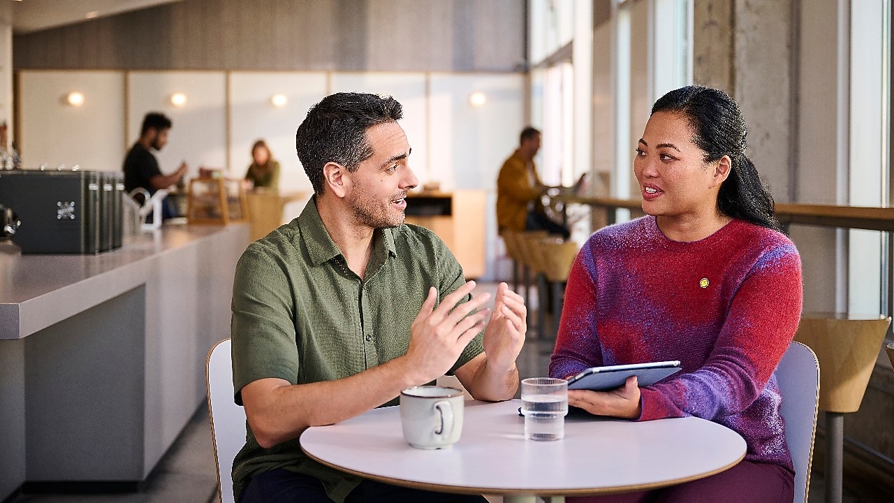 Man and woman at table