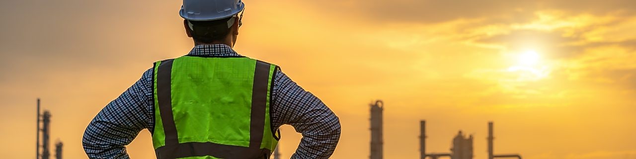architect looking at the cogeneration unit plant