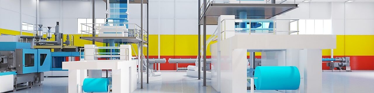 Digital renderings of two of the film extrusion machines in Shell Polymers’ application hall