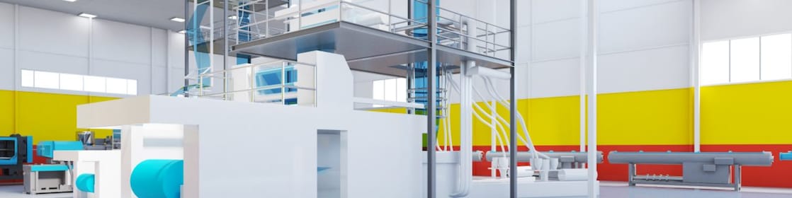 Digital renderings of the blown film extrusion lines in Shell Polymers’ application hall