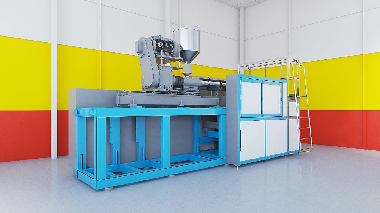 Digital rendering of hdpe and lldpe rotational molding equipment that our Polymer experts will work with customers on