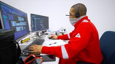 Central Maintenance Manager, Kenric Taylor, at a workspace in the newly-constructed building