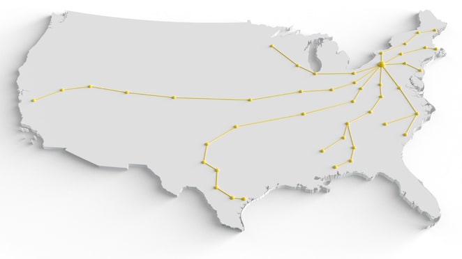 Map skeleton showing yellow points to show connectivity
