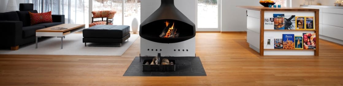 Indoor fireplace setting