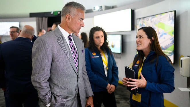 Office staff talking with each other