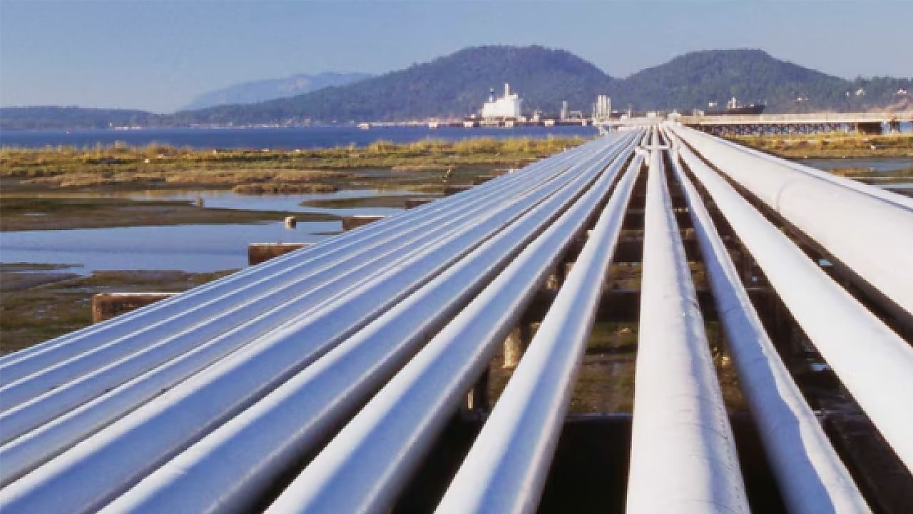 Large pipes in field