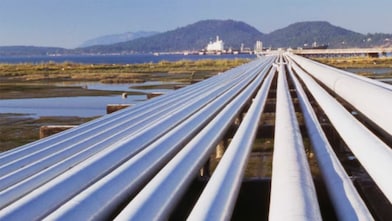 Large pipes in field