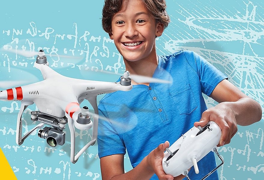 Boy flying aerial robot