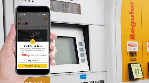 mobile phone with shell s pay app open